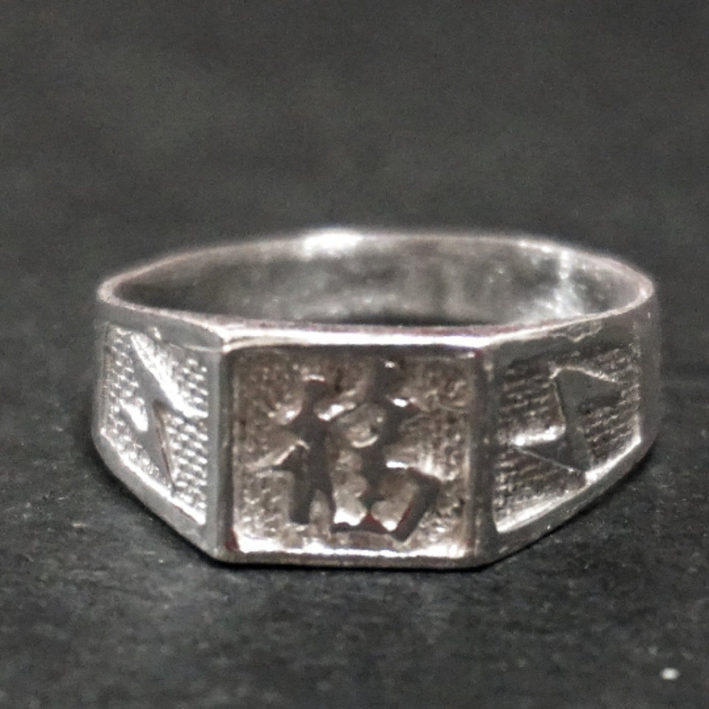 Silver Luck Chinese Character Men's Ring